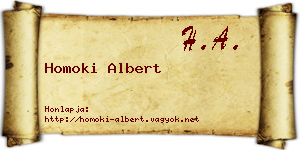 Homoki Albert névjegykártya